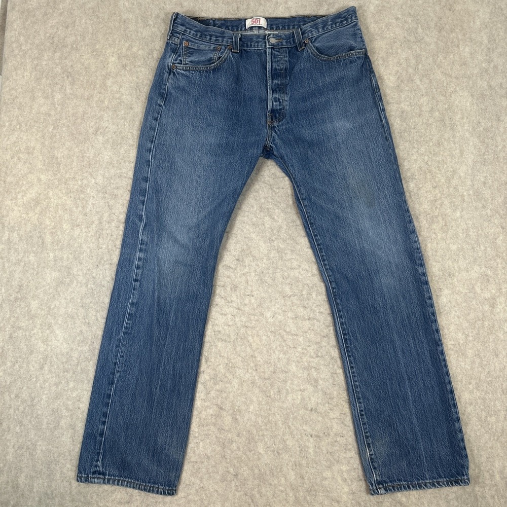 Levis 501 Jeans Mens 38x34 Blue Straight Leg Button Fly Original Fit 5-Pocket